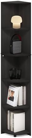 Furinno Econ 5-Tier Corner Bookcase with Espresso Finish