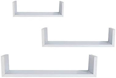 EWEIS HomeWares 3 Floating U Shelves White