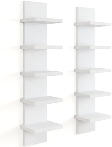 Modern White 2Pack 5 Tier Wall Shelf Unit