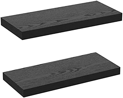 GREENDEW Floating Shelves Invisible Wall Mounted Set of 2 Black