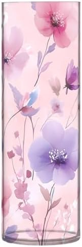 Pinkish Purple Flowers Plastic Cylinder Vase 118x39 Inch