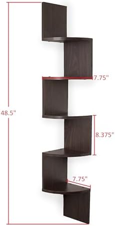 Danya B Large Rustic 5-Tier Corner Wall Shelving Unit