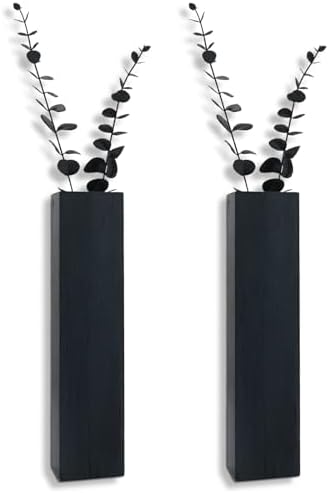 2Pack Wooden Wall Planter with Eucalyptus Stems