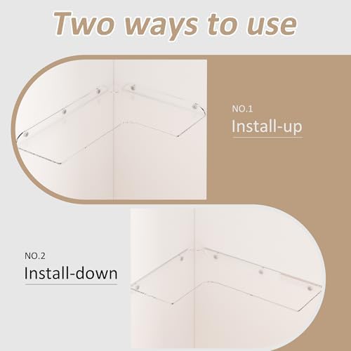 114x16 Inch Acrylic Corner Floating Shelf Set of 4