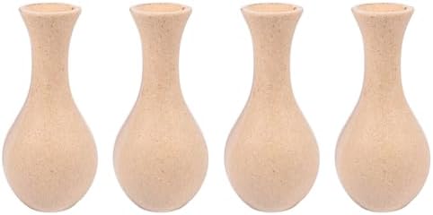 Happyyami 4pcs Unfinished Wood Vase DIY Painting Kit