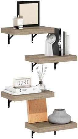 Furinno Tanna 15 Inch Wall Mounted Floating Shelves Set of 4