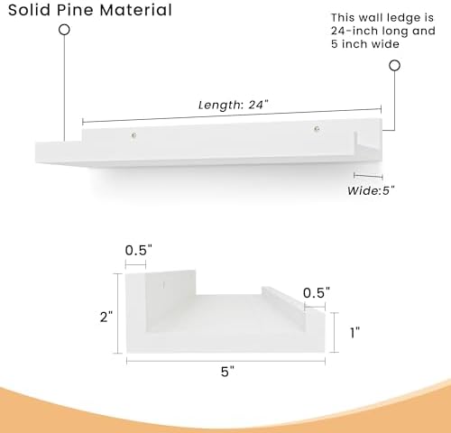 Acovy Floating Shelves for Wall Set of 2 White