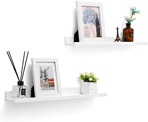 SONGMICS Floating Shelves Set of 2 Matte White