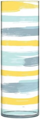 Gray Blue and Pale Yellow Stripe Plastic Flower Vase 118 x 39 Inch