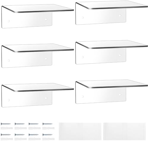 Wenqik 6-Pack Acrylic Floating Shelves for Wall Display
