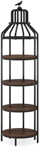 Tribesigns 4-Tier Corner Bookshelf Rustic Brown