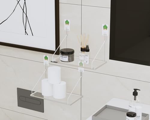 Clear Acrylic Floating Shelves No Drilling Needed Set of 2
