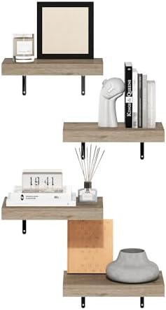 Furinno Tanna 15 Inch Wall Mounted Floating Shelves Set of 4