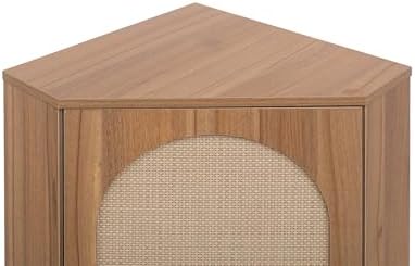 ZeHuoGe Corner Storage Cabinet with Rattan Door