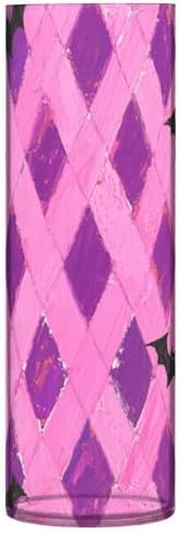 Gothic Pink Grid Plastic Flower Vase for Home Decor