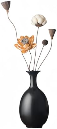 Black Ceramic Vase with Dried Flowers for Modern Decor