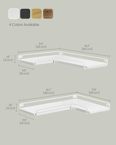 VASAGLE Corner Shelf Wall Mount Set of 2 Cloud White