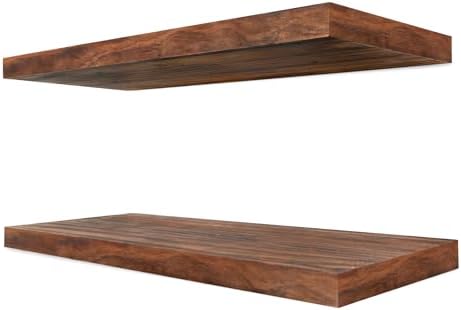 Sorbus Solid Pine Floating Shelves Set of 2