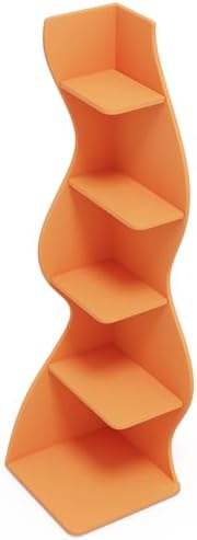 Modern 5 Tier Wavy Corner Shelf Unit Orange