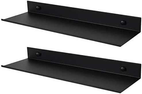 TLBTEK 2 Pcs 16inch Black Floating Shelves