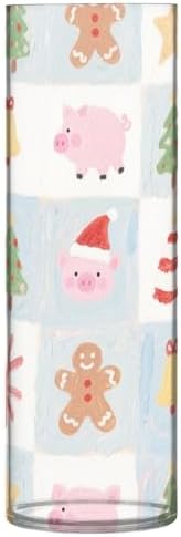 Happy Christmas Pink Pig Plastic Hurricane Vase 118x39 Inch
