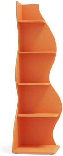 Modern 5 Tier Wavy Corner Shelf Unit Orange