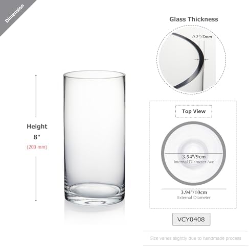 WGVI Thick Weighted Glass Cylinder Vases 6 Pcs