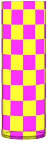 Yellow Magenta Buffalo Plaid Plastic Hurricane Candle Holder 118 x 39 Inch