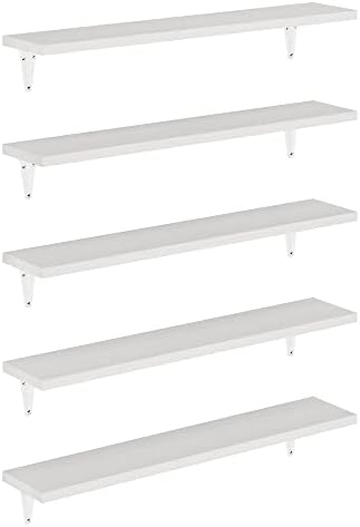 Wallniture Arras 24 Inch White Floating Shelves Set of 5