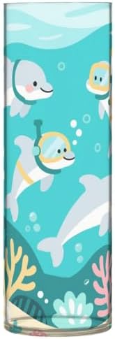 Cartoon Dolphin Diving Green Plastic Cylinder Vase 118x39 Inch Decorative