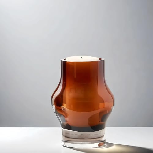 8 Amber Hurricane Candleholder - 35lb Thick Glass Vase