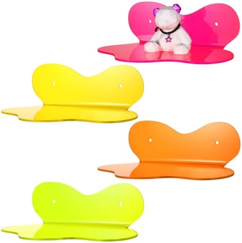 Soaoo 4 Pack Colorful Acrylic Floating Shelves