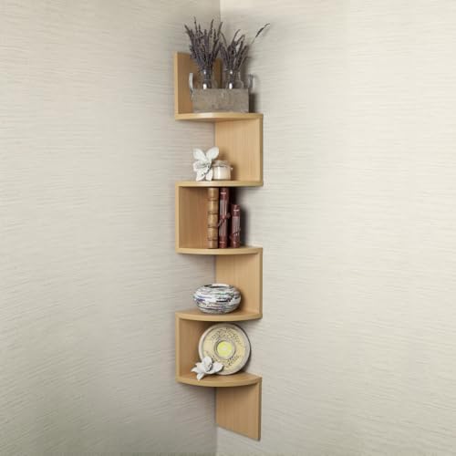 Danya B Large Rustic 5-Tier Corner Wall Shelving Unit
