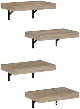 Furinno Tanna 15 Inch Wall Mounted Floating Shelves Set of 4