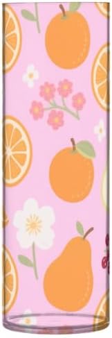 Berry Orange Pear Floral Texture Pink Plastic Cylinder Vase