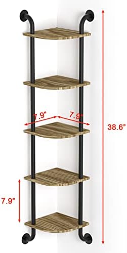 Tinpin 5-Tier Wall Corner Shelf Bookshelf Rustic