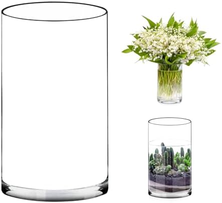 Clear Glass Cylinder Vase with 8 Height and 4 Diameter