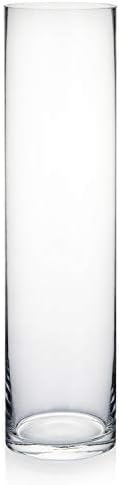 WGVI Tall Glass Cylinder Vase with Floating Candle Holder