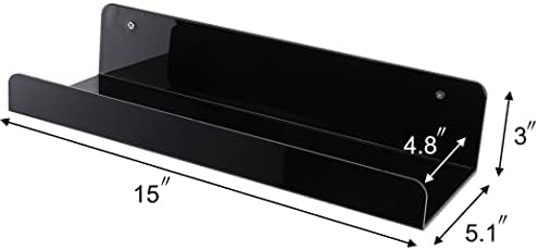 Sooyee 6 Pack Floating Shelves 15 Inch Acrylic Wall Mounted Bookshelf Display