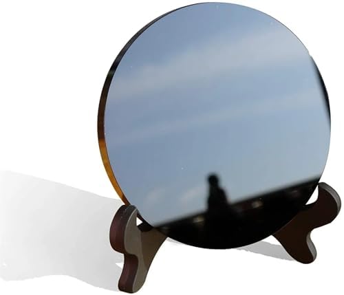 AtkitS Natural Black Obsidian Stone Scouring Mirror 18cm