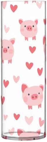 Happy Valentines Day Cartoon Pig White Plastic Hurricane Vase