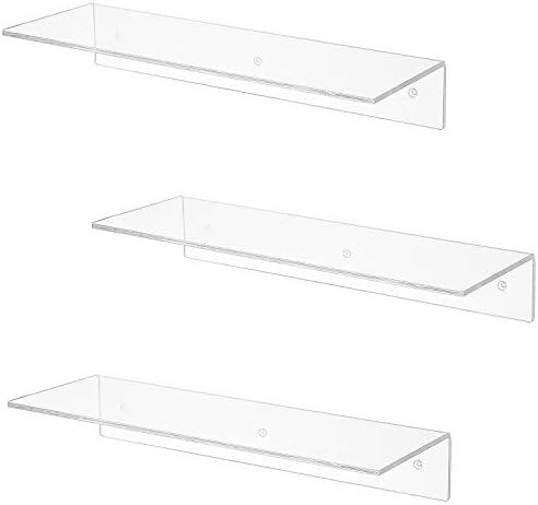 MyGift 17-Inch Clear Acrylic Floating Shelves Set of 3