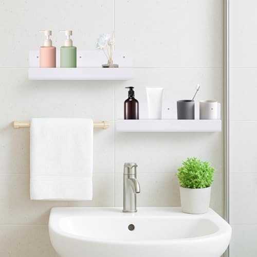4PCS White Floating Shelves for Wall Decor
