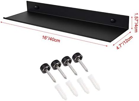 TLBTEK 2 Pcs 16inch Black Floating Shelves