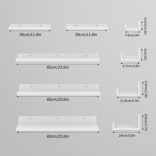 Lyeasw White Floating Shelves 24 Inch Set of 5