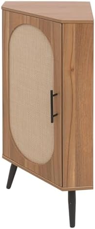 ZeHuoGe Corner Storage Cabinet with Rattan Door