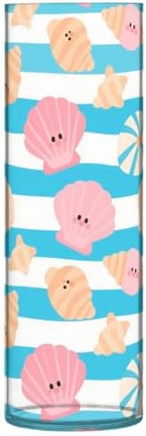 Summer Stripe Shell Blue Plastic Cylinder Vase 118x39 Inch Decorative