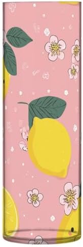 Yellow Lemons with Leaves Plastic Cylinder Vase 118 Inch Tall