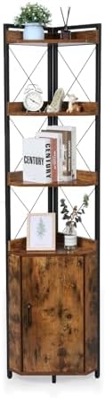 Tall Corner Shelf with 3 Tiers and Doors
