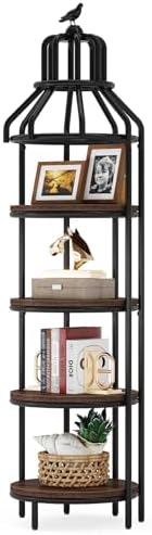 Tribesigns 4-Tier Corner Bookshelf Rustic Brown